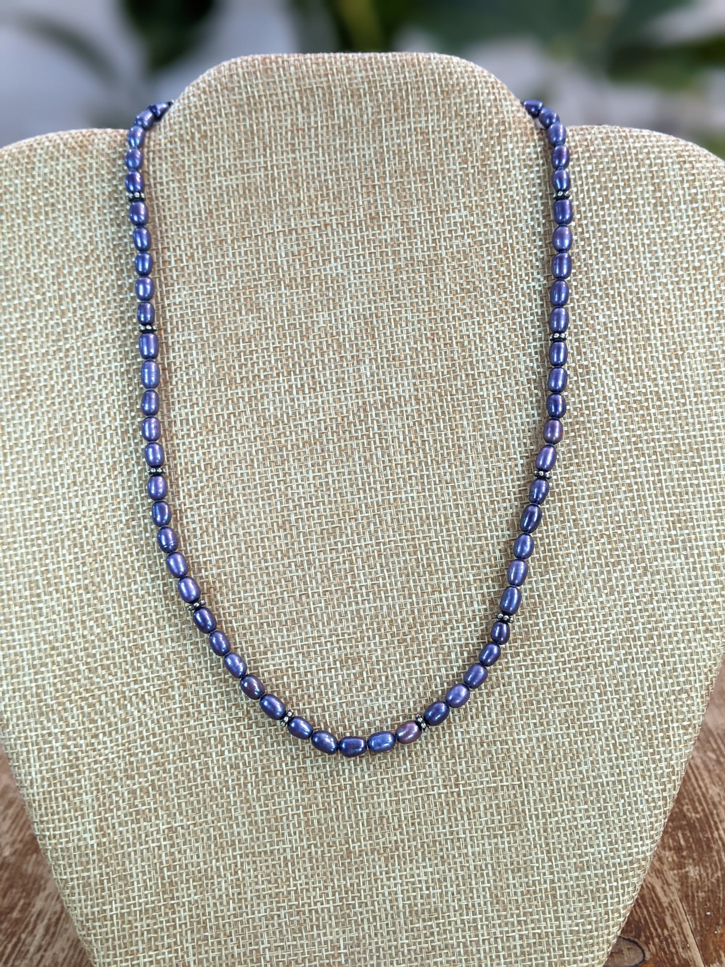Blue Freshwater Pearl Necklaces with Sterling Silver