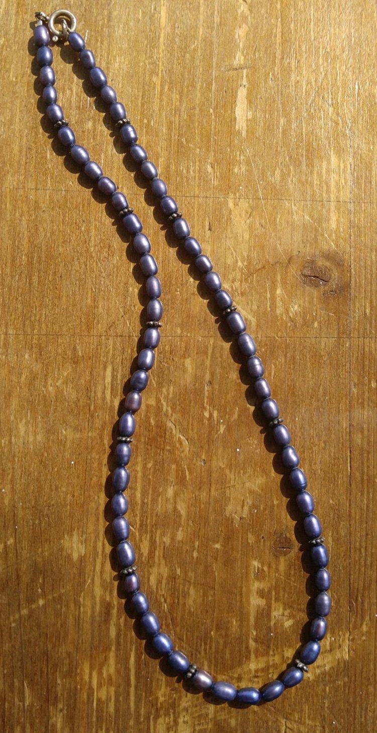 Blue Freshwater Pearl Necklaces with Sterling Silver