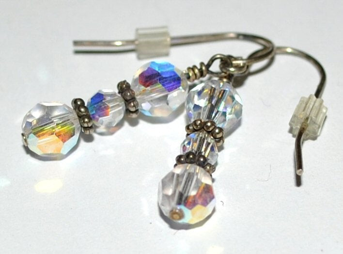 Clear Faceted Swarovski Crystal Earrings