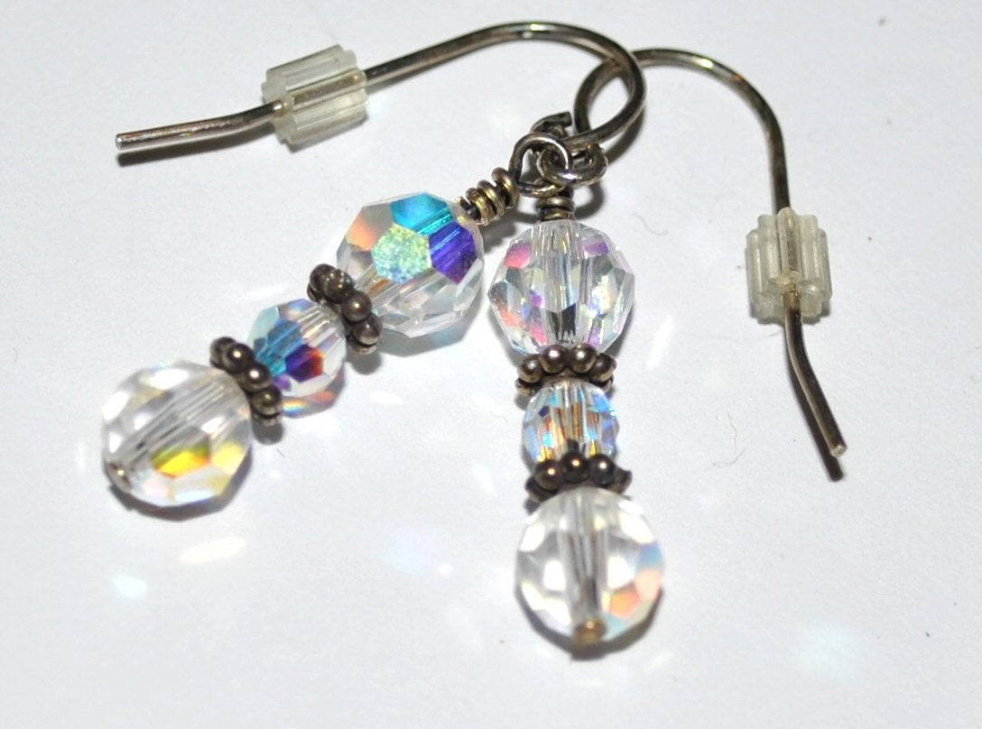 Clear Faceted Swarovski Crystal Earrings