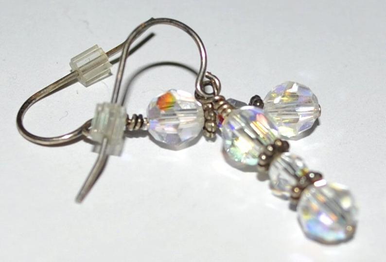 Clear Faceted Swarovski Crystal Earrings