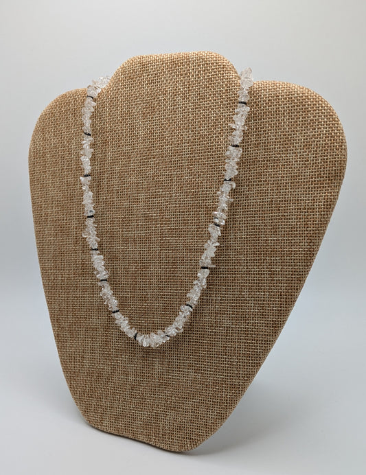 Clear Quartz Necklace with Sterling Silver Bali Beads