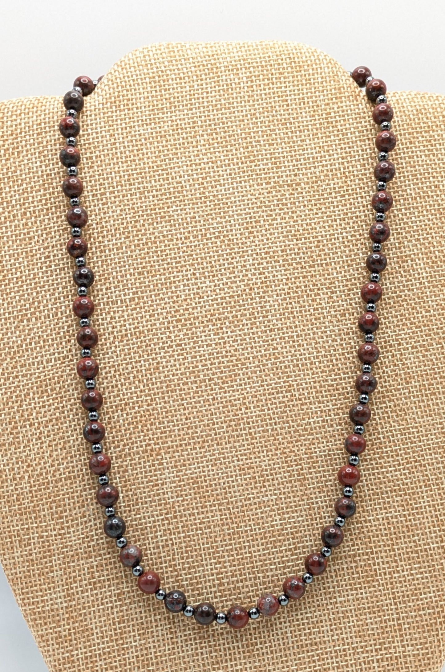 Poppy Jasper and Hematite Necklace