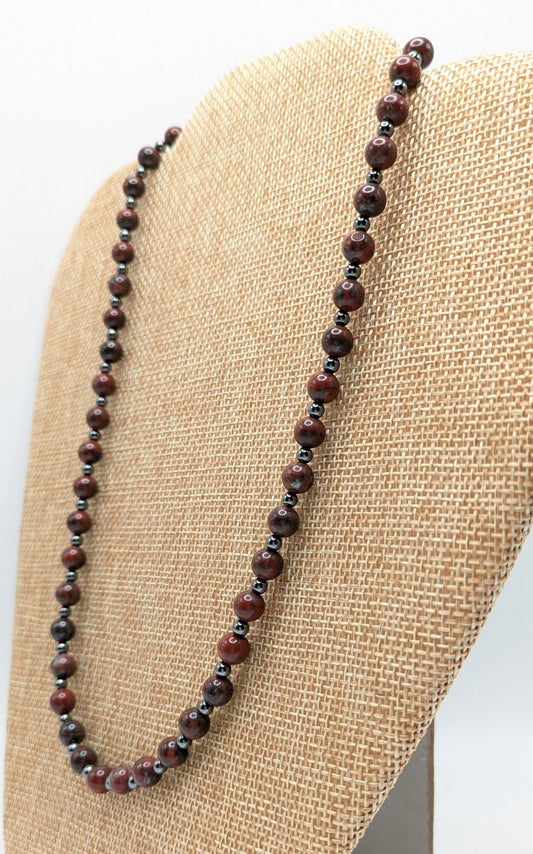 Poppy Jasper and Hematite Necklace