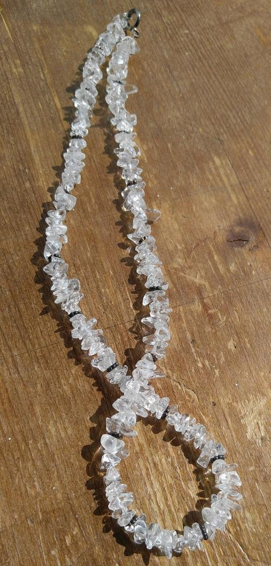 Clear Quartz Necklace with Sterling Silver Bali Beads