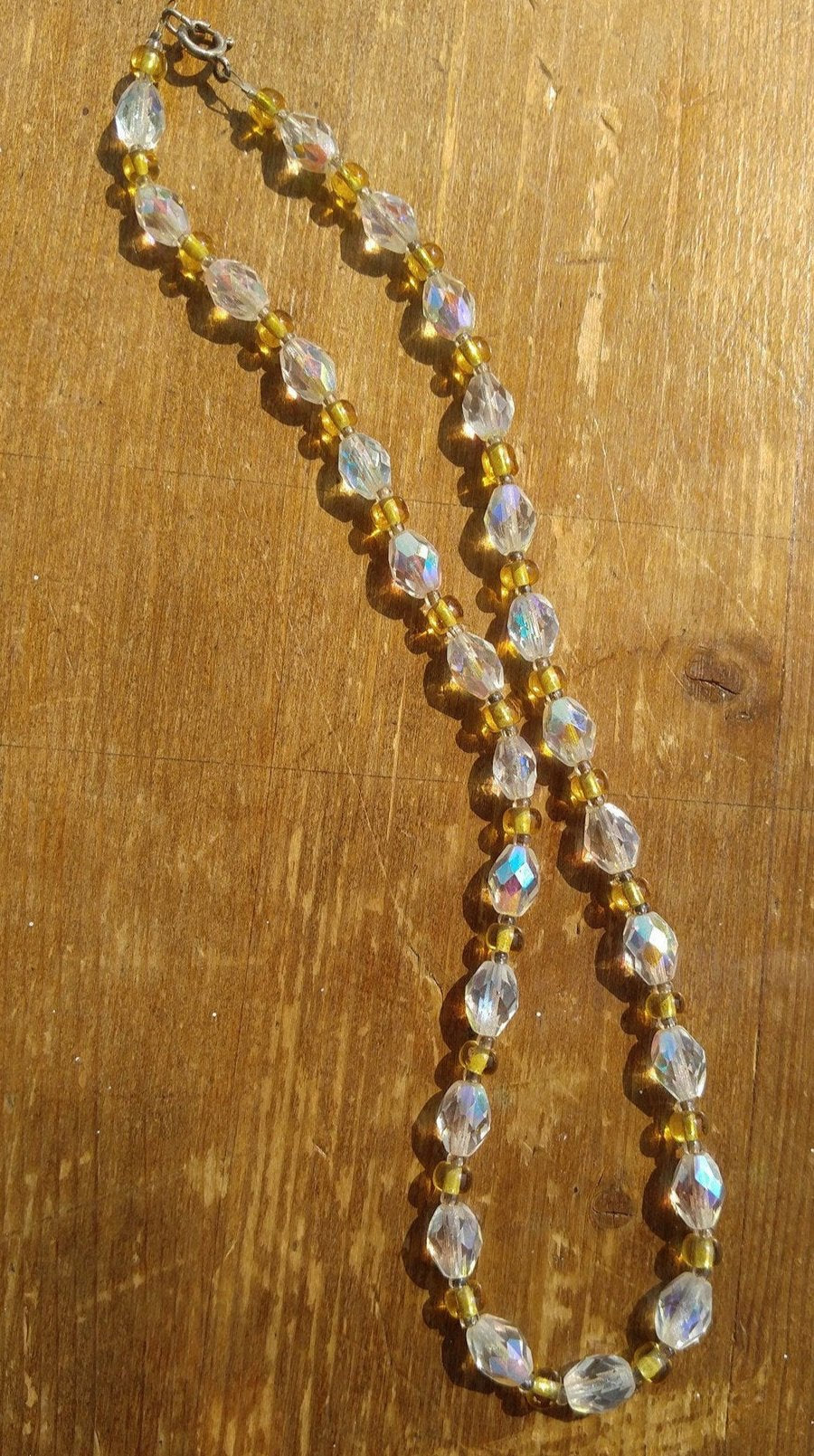 Yellow and Clear Czech Glass Necklace